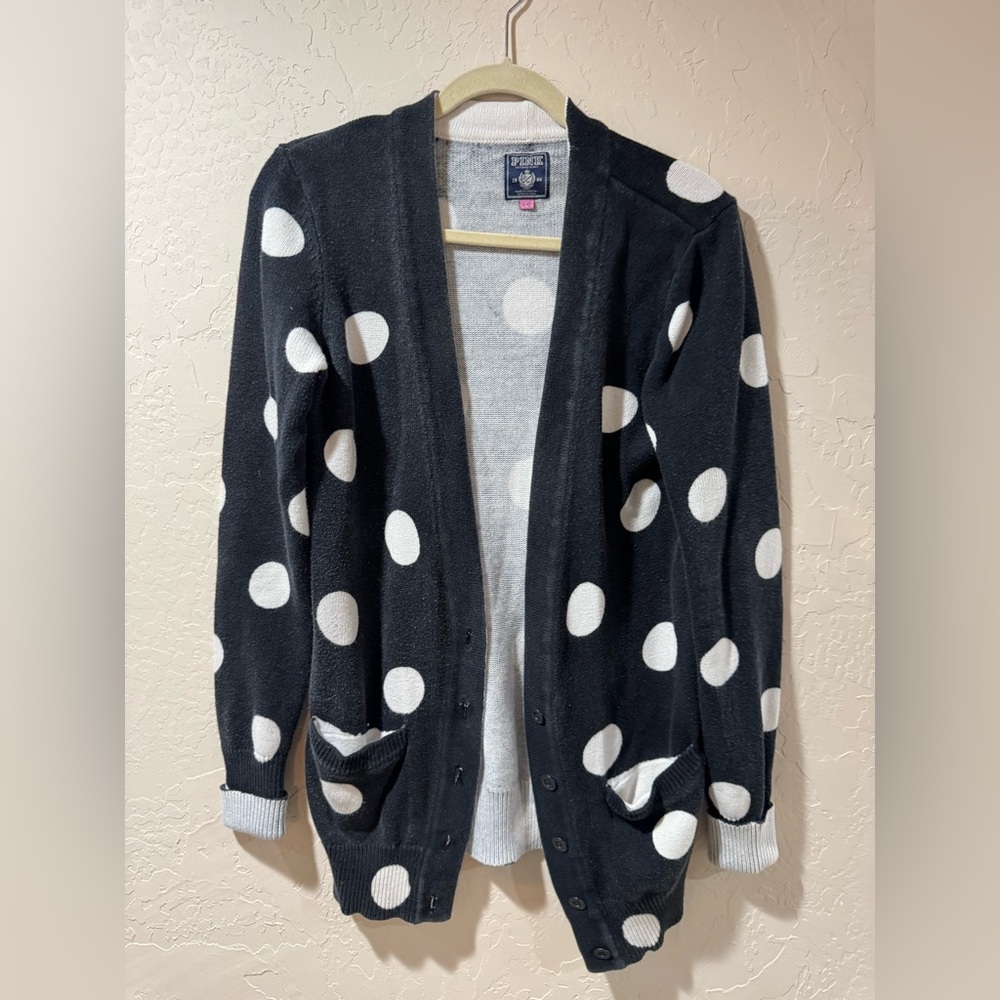 Victorias Secret Pink Polka Dot Cardigan, 100% Cotton